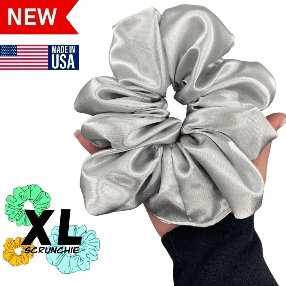 3For$20 XL Scrunchie Satin Gray Oversized Hair Scrunchie NWOT